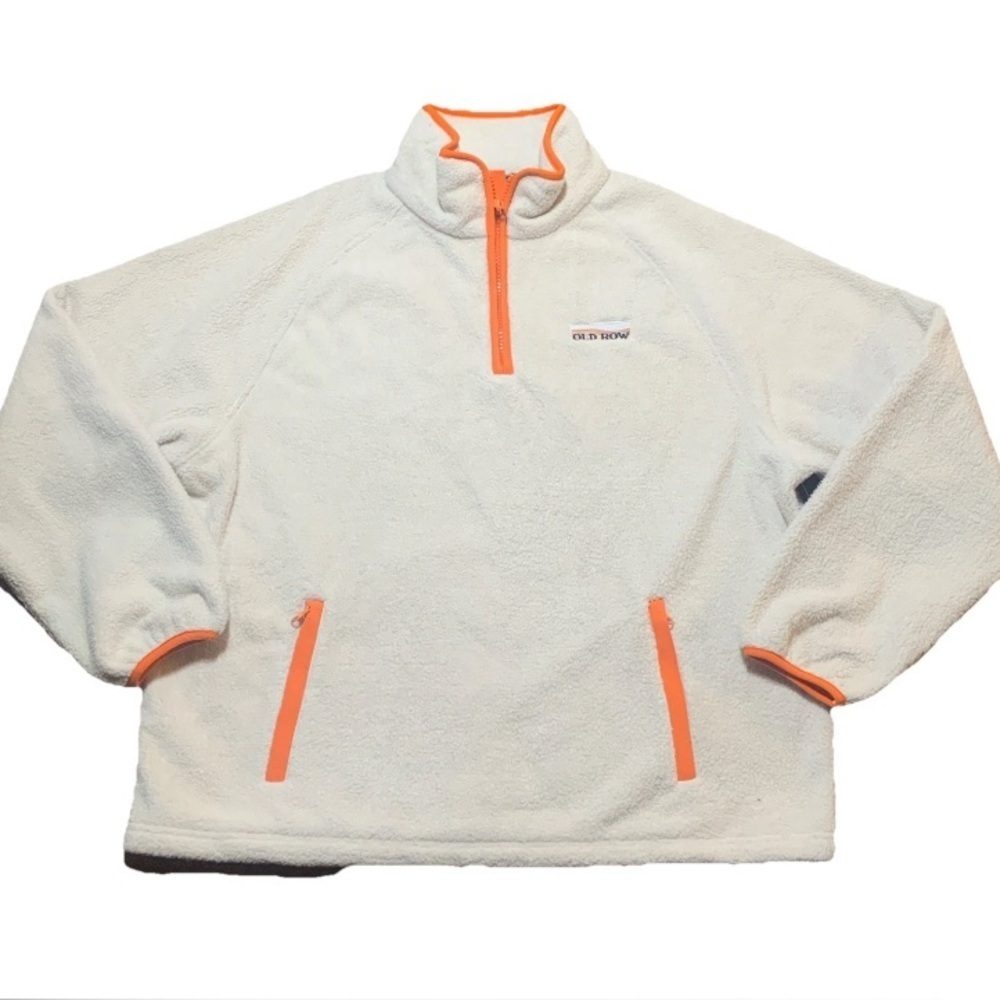 Old Row Quarter Zip Fleece Pullover Sweater Cream Burnt Orange Sz XL NWT